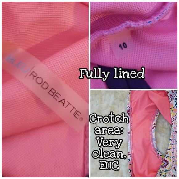 Ladder Front 1 Piece Swimsuit Bleu Rod Beattie Size 10 Pink Floral Print EUC - Picture 4 of 7